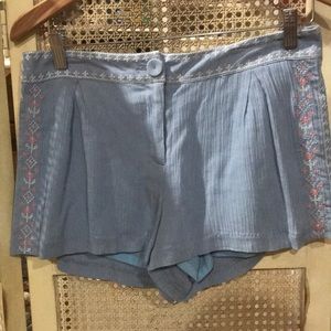 Embroidered Blue Shorts